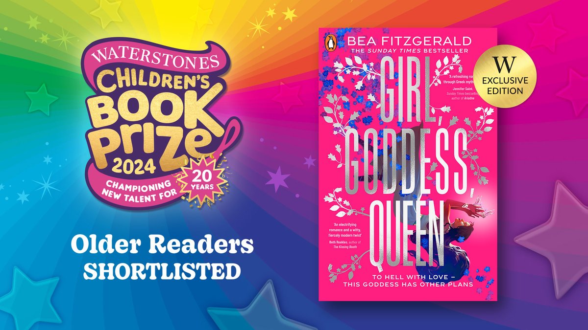 Ahhhhh!!!!!!! I'm so excited to share that Girl, Goddess, Queen is shortlisted for the Waterstones Children's Book Prize! I'm so thankful to all the Waterstones booksellers who have championed my book and continue to support it because this??? This is wild 😭😭 #WCBP24