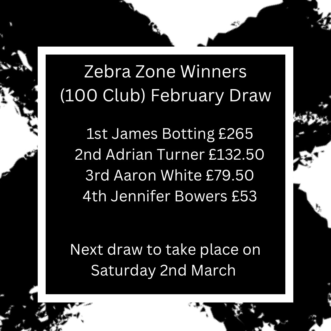 SherborneTownFC's tweet photo. Last night saw our 7th Zebra Zone (100 club) draw take place, congratulations to all the winners. For more details on how to enter please send us a DM #Zebras #COYZ #ZebraZone https://t.co/pm7WtK5TNq