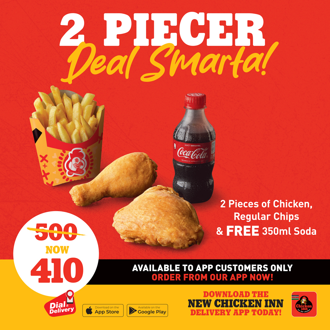 DialaDeliveryKe's tweet image. Treat yourself to a satisfying meal! Enjoy 2 pieces of succulent chicken, regular chips, AND a FREE 350ml soda, all for just KSH 410! 🎉. The offer runs till 31st March 2024.
#ComboDeal