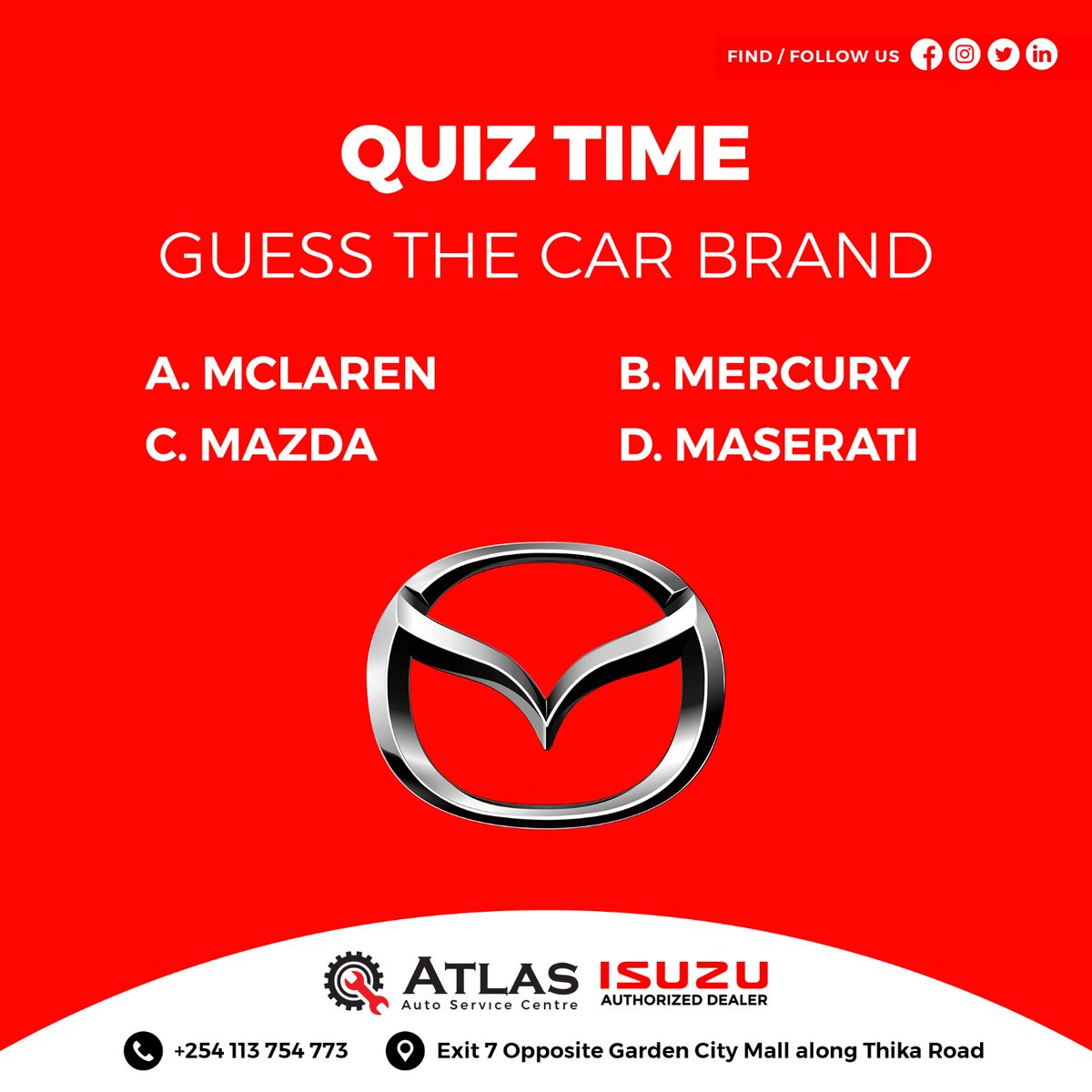 Calling all car enthusiasts!  This beauty is known for its sporty handling, stylish design, and rotary engine innovation. But what brand is it?#howcanwehelp #WhatsApp #Simps #mpesa #CarQuiz #GuessTheBrand