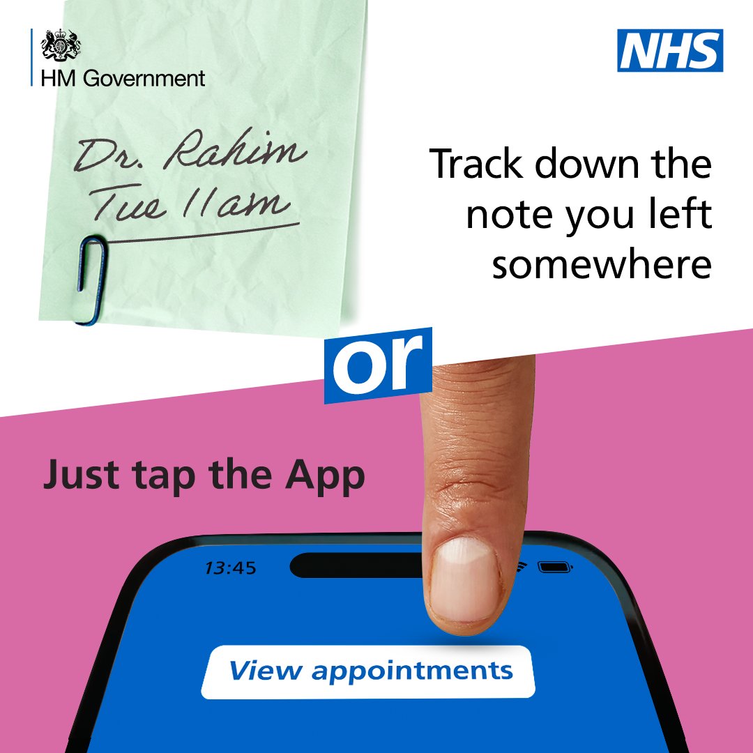 View your appointments, order repeat prescriptions and much more. Manage your health the easy way with the NHS App.

Start using the NHS App today. ➡️ nhs.uk/app