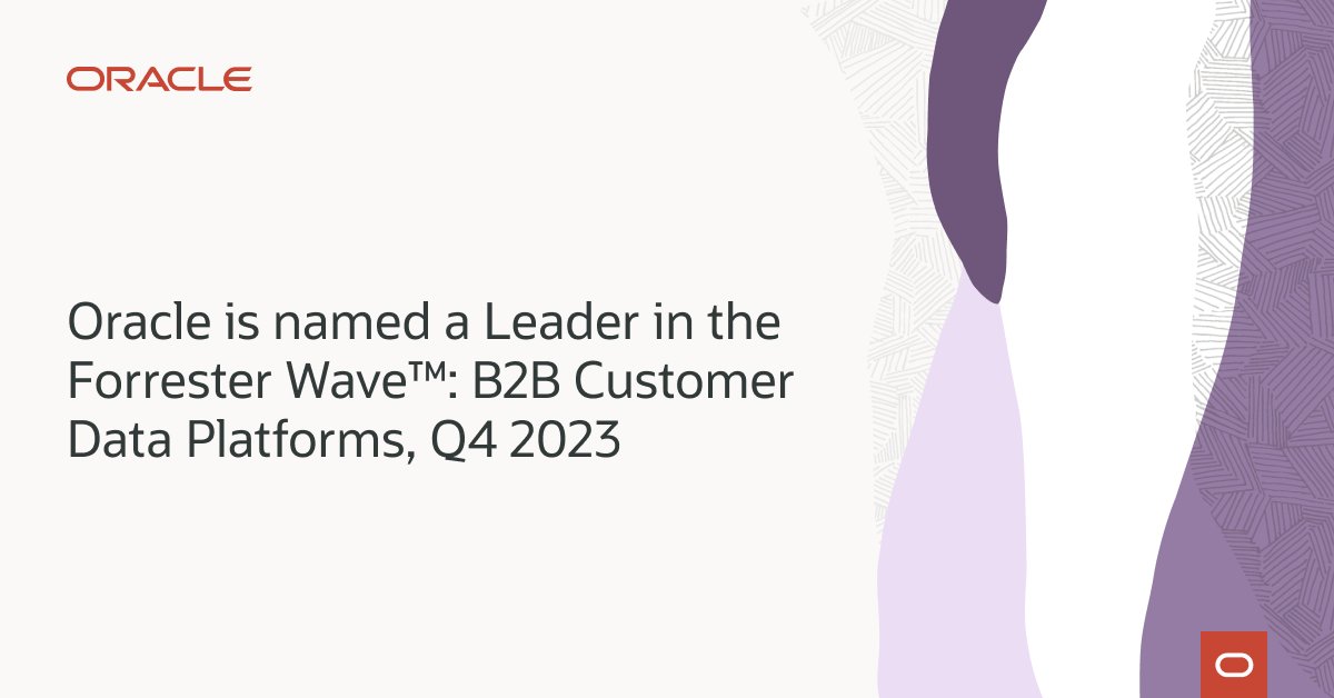 snowwalk's tweet photo. Oracle has been named the Leader in The 2023 @Forrester Wave™: B2B Customer Data Platforms. 
 
Explore why #Oracle is recognized among top #CDPs focused on #B2B for its current offering and strategy: https://t.co/aTs9oRNtGo https://t.co/KYG6NVGCur