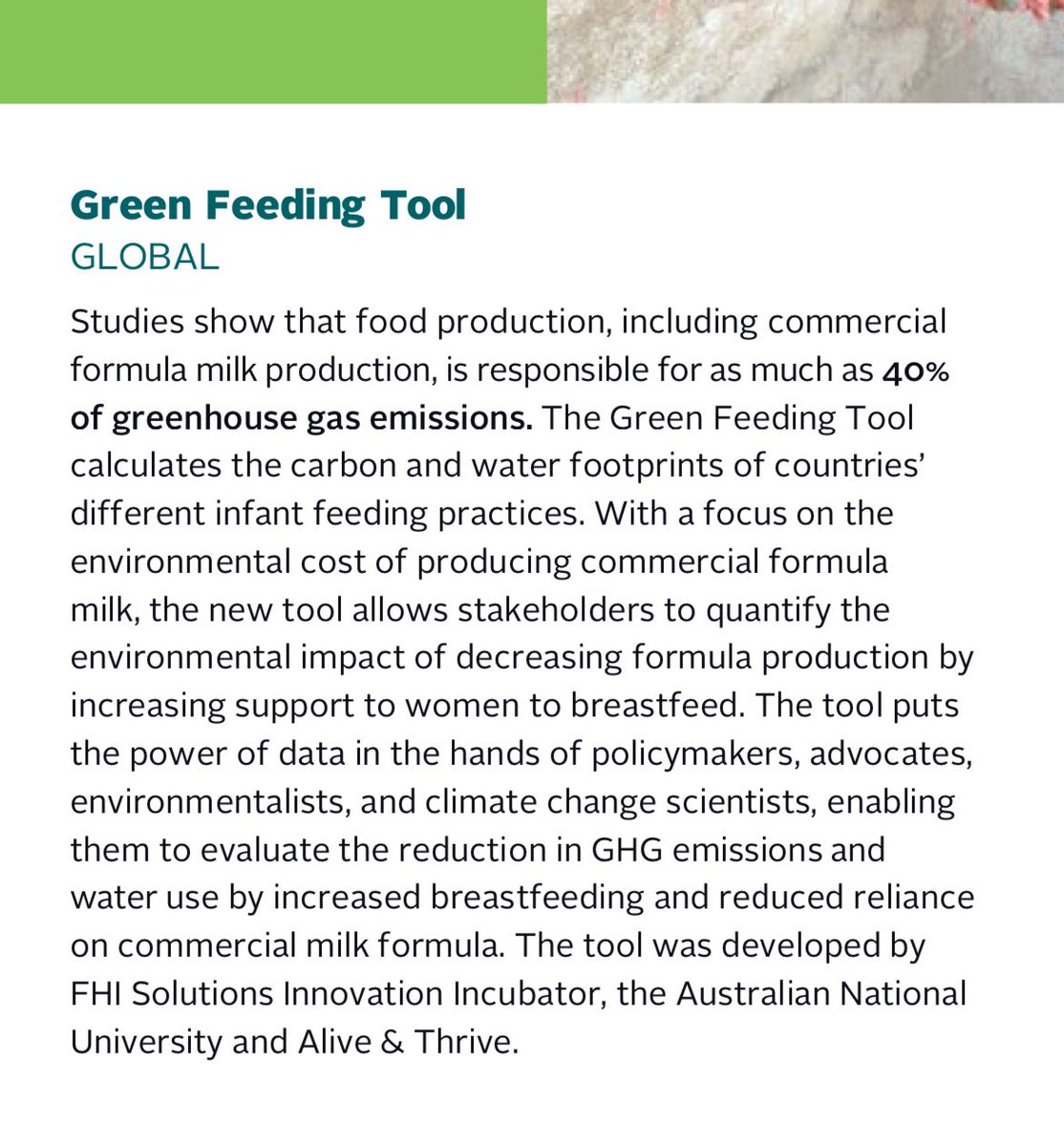 “The tool puts the power of data in the hands of policymakers, advocates, environmentalists, and (…) scientists, enabling them to evaluate the reduction in GHG emissions and water use by increased breastfeeding and reduced reliance on commercial milk formula” #GreenFeedingTool
