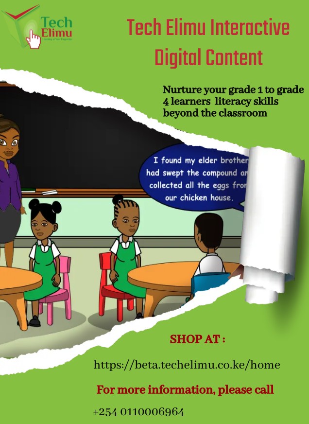 techelimu_ke's tweet photo. Our Tech Elimu interactive digital content brings the CBC to life, fostering collaboration and critical thinking skills. Unlocking your grade1 -4 learners full potential with Tech Elimu. Visit our shop at: https://t.co/48wyFYQy1a   #education  #literacy  #elearning  #kids https://t.co/r6ibcMPJZA