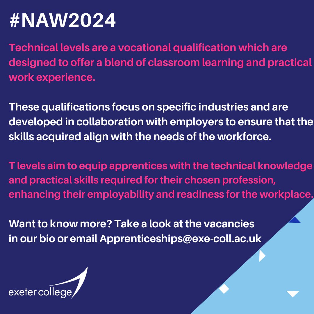 ExeApprentices's tweet image. 🌟 Happy #TLevelThursday as part of National Apprenticeship Week 2024 🛠️✨ 

Ever wondered what T levels are all about? Allow us to spill the tea ☕⬇️

#NAW2024 #SkilsForLife