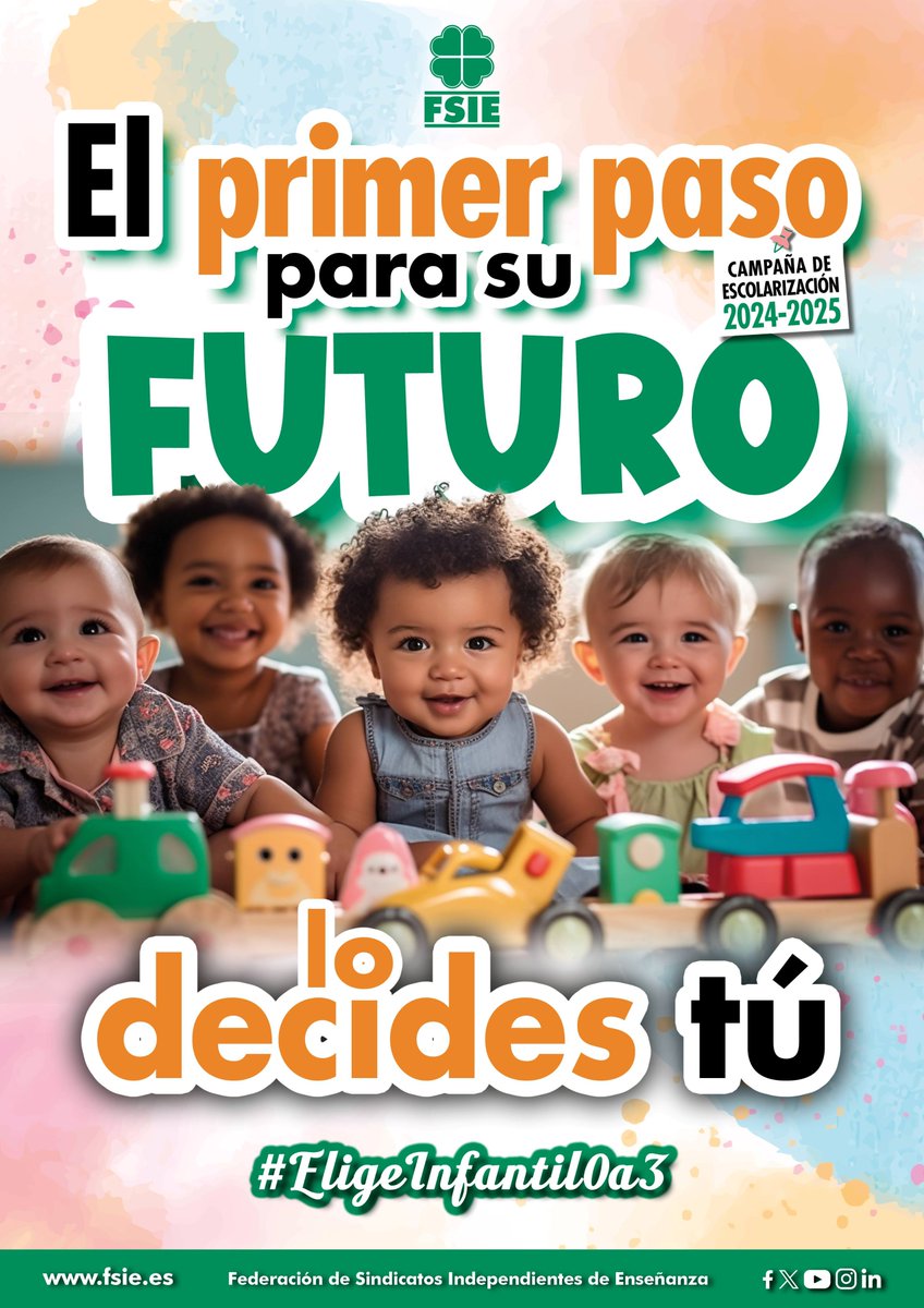FsieRioja's tweet image. En #FSIE apoyamos la matriculación de los niños en los centros privados de Educación Infantil 0-3 años. Sabemos que tienen numerosas ventajas para los niños y animamos a las familias a que las conozcan para elegir en libertad.
fsielarioja.es/noticias/notic…
#SomosFSIE #EligeFSIE🍀