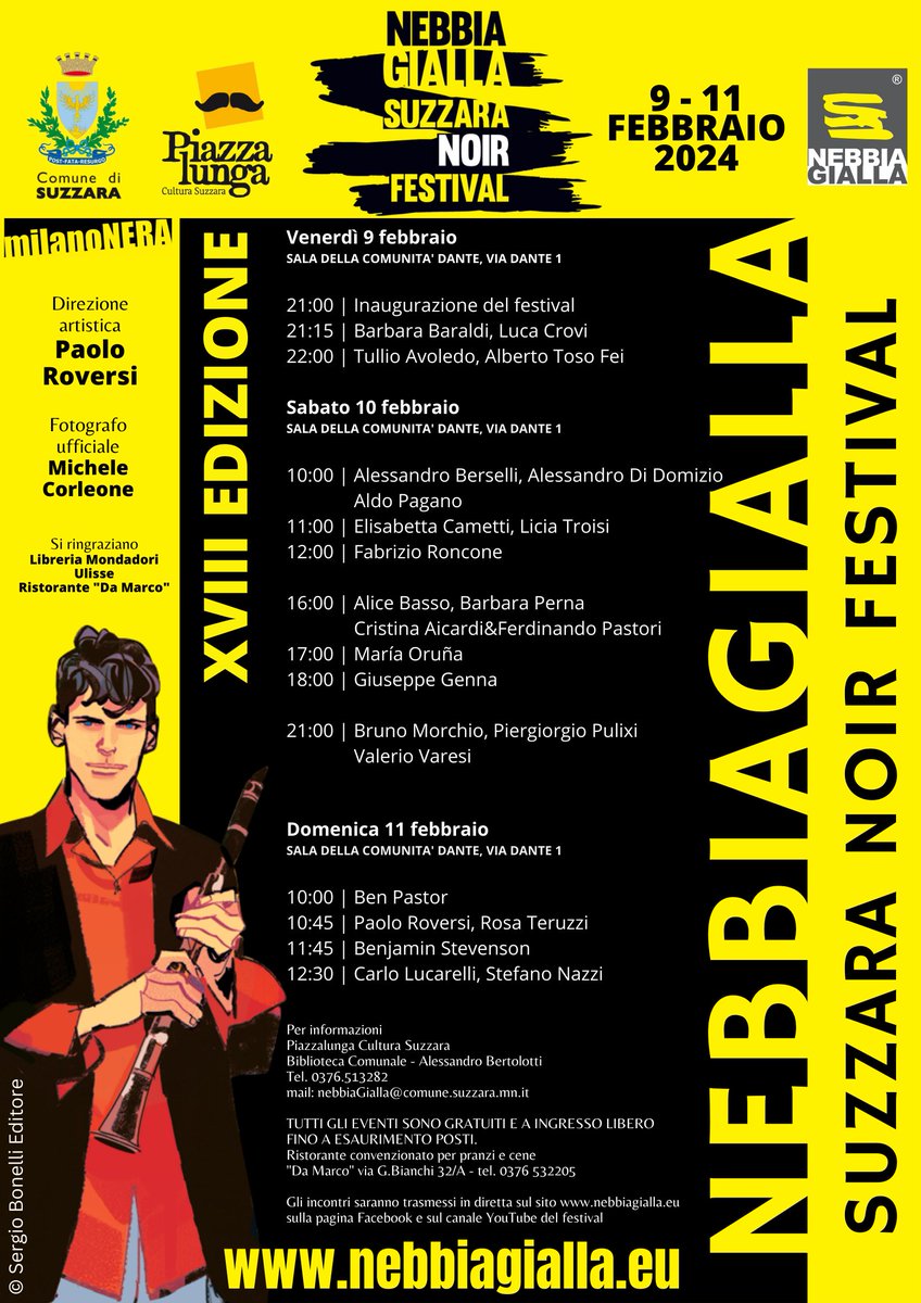 Tutto pronto per la diciottesima edizione. Domani si parte. Sarai dei nostri?
#nebbiagialla #festival #noir #crime #suzzara