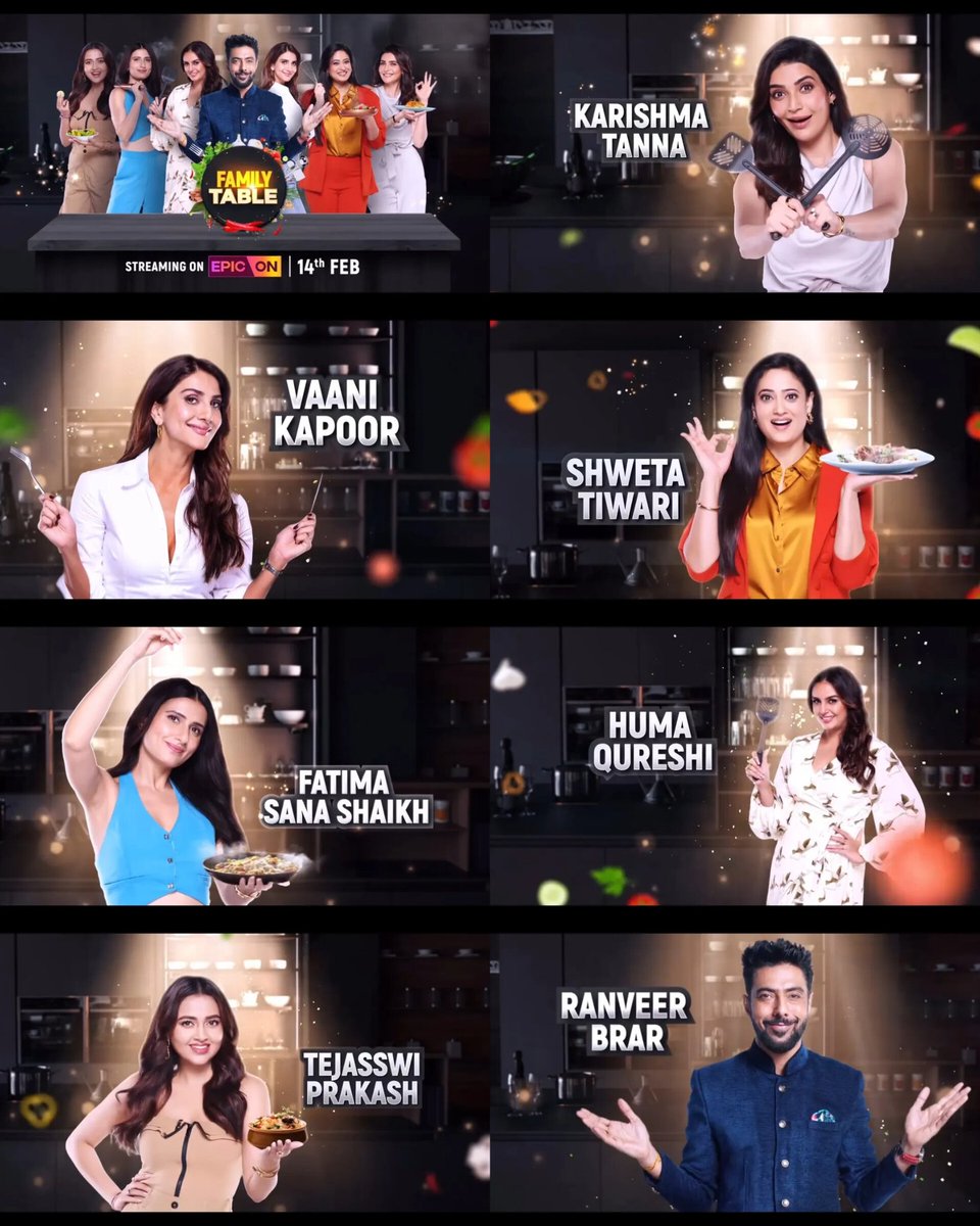 CinemaWikipedia's tweet image. New Cooking Show #FamilyTable Streaming From 14th February On #EpicOn.
Featuring: Chef #RanveerBrar With #HumaQureshi, #VaaniKapoor, #ShwetaTiwari, #FatimaSanaShaikh, #TejasswiPrakash, #KarishmaTanna &amp;amp; More.

#FamilyTableOnEpicOn #MovieSpy

Follow @MovieSpyy For Latest Updates.