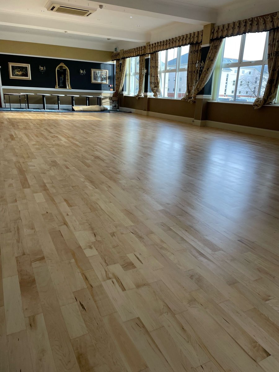 Here we had a Maple Strip dance floor. 
We gave it a full sand and seal with our dust free floor sanders and finished with Berger-Seidle Greenstar lacquer.
#floorsanding 
#restoration 
#renovation 
#wood 
#flooring 
#flooringideas 
#plymouth  
#devon 
#cornwall