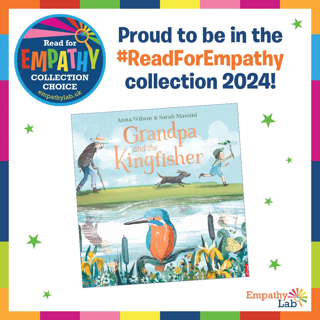 So happy our book Grandpa and the Kingfisher is in the 2024 #ReadForEmpathy collection from @EmpathyLabUK. If ever we needed more empathy, it’s now! Thank you @SarahMassini for the perfect illustrations which have brought my words to life. And to @NosyCrow and @TheAgencyBooks too