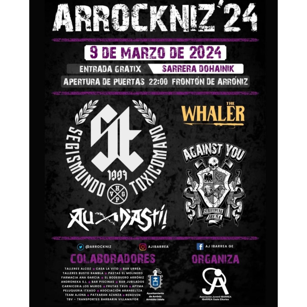 🫒ARROCKNIZ🫒

Nuestra proxima parada será el 9 de marzo en Arroniz, junto a los segis,au dasti y the whaler. Y lo mejor GRATIS!! <a href="/Arrockniz/">ARROCKNIZ</a>