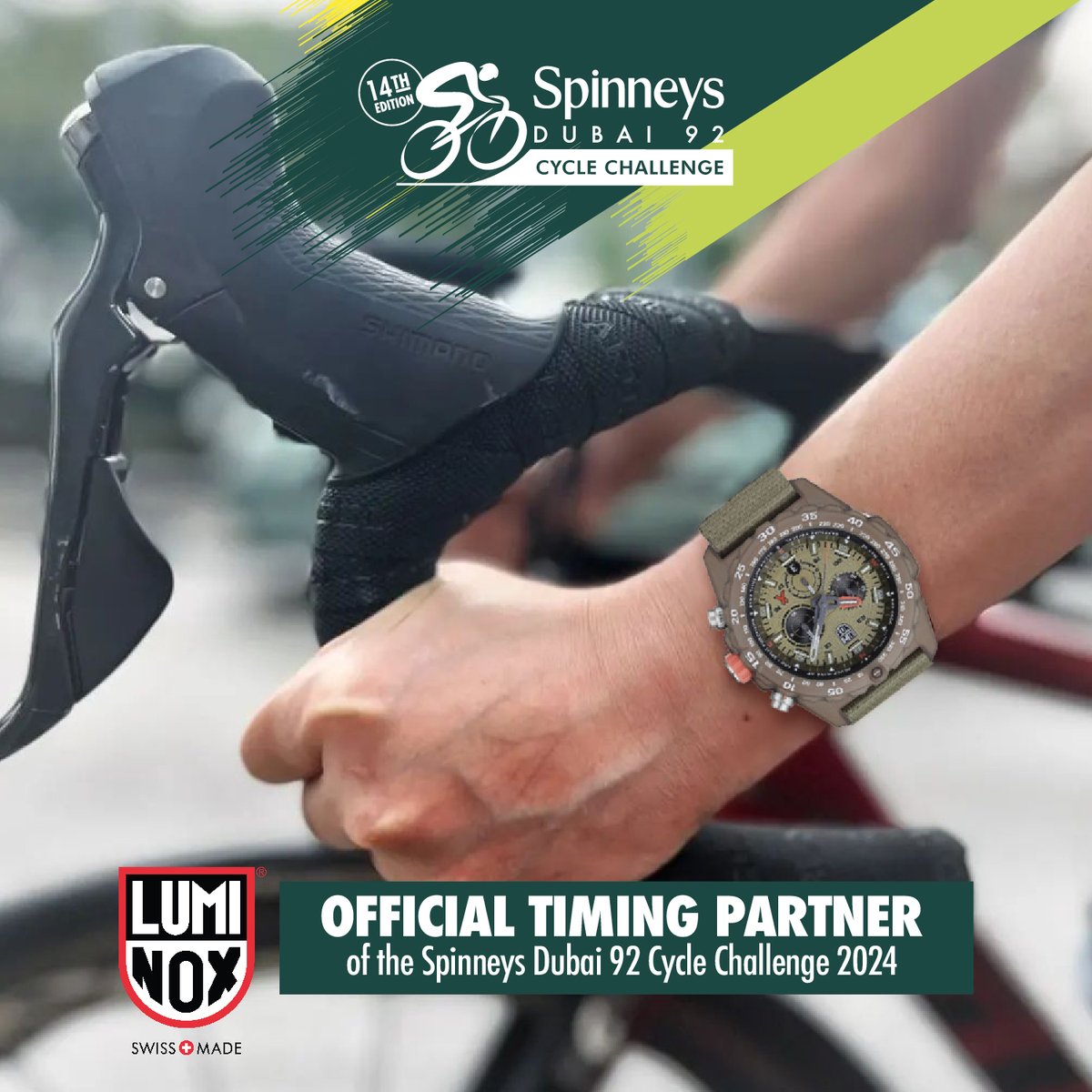 SpinneysDubai92's tweet photo. We are thrilled to announce Luminox as the Official Timing Partner of the Spinneys Dubai 92 Cycle Challenge.

No compromises in style, precision or durability. Explore the essence of time with LUMINOX. #EverySecondCounts

Follow @luminox_uae for more timeless adventures! https://t.co/3gxLTMfFfz