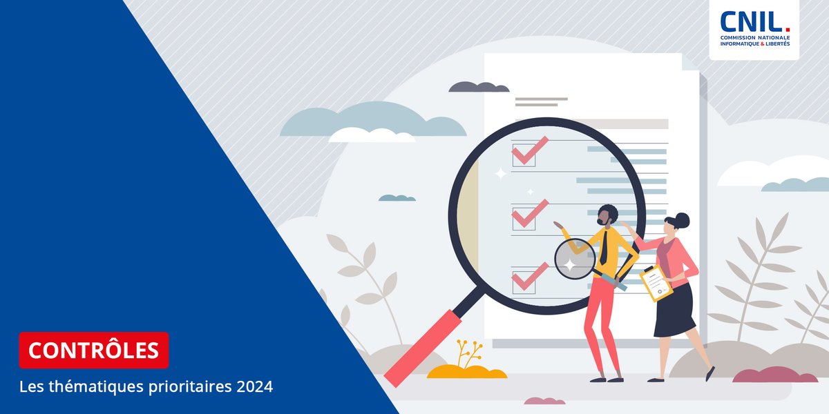 Les contrôles en 2024 : la CNIL se concentrera sur les #données des mineurs, les fichiers liés aux #JeuxOlympiquesetParalympiques, les tickets de caisse dématérialisés et programmes de fidélité, ainsi que le droit d’accès des personnes 👉 cnil.fr/fr/les-control…