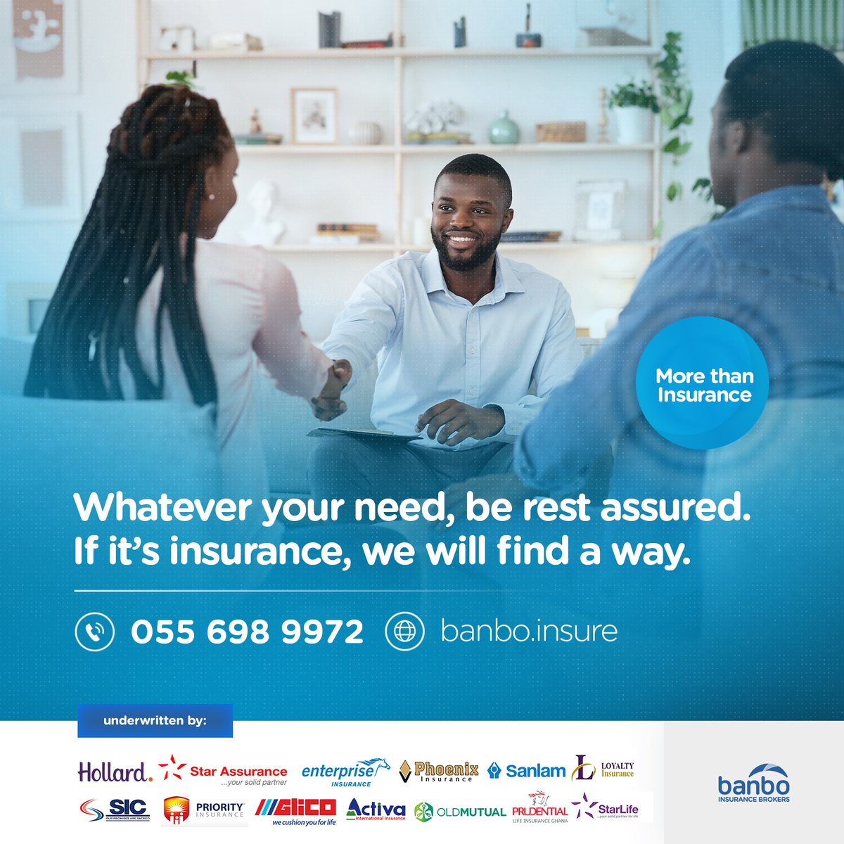 banbobrokers's tweet image. We offer more than insurance. We make insurance easy and accessible giving you that peace of mind you need. 

Talk to us today.

#InsuranceSolution #RestAssured #InsuranceGhana #Insurance #InsuranceBrokersGh #InsuranceBrokers #InsuranceAdvisor #MoreThanInsurance #InsurTech