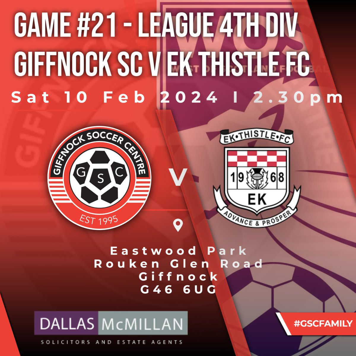 GiffnockWOSFL's tweet photo. Onwards to Game #21 in the league this weekend against a strong @EKThistleWOSFL. A lot of important games coming up for both teams as we head into the final third of the season.
Looking for another strong support from the @Giffnock_SC  loyal!!! https://t.co/EQCNe5LJIx