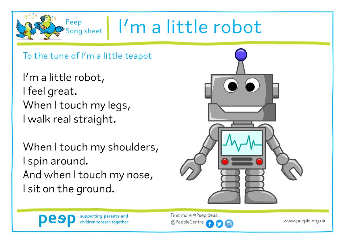 Action songs like this one are a good way for young children to connect words with different body parts, and develop their motor skills too. Robot voice optional! 🤖 Singing songs together increases connection, builds vocabulary and supports listening skills. #SingingTogether