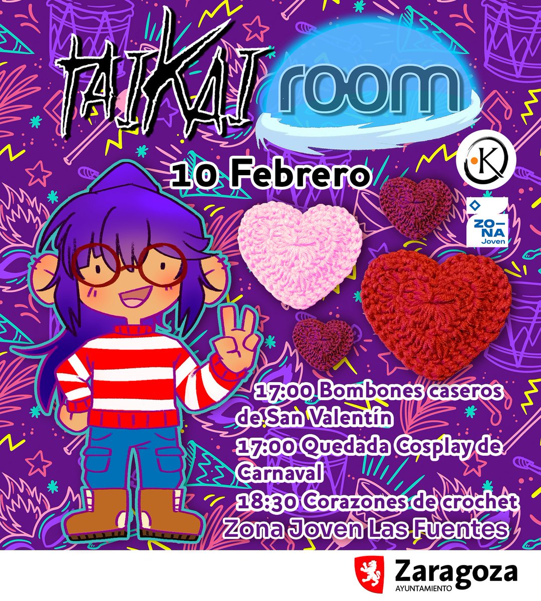 ¿No tienes cita de San Valentín? ¡No te preocupes! Ven a pasar una romántica cita el próximo sábado 10 de febrero desde las 17:00 en @zonajovenlasfuentes ¡Tendremos bombones caseros, quedada cosplay y corazones de crochet!