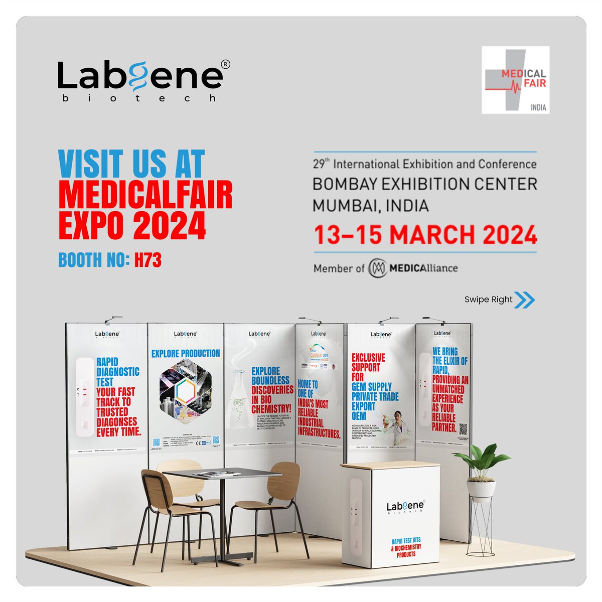 labgenebiotech's tweet image. 🎉 Exciting news! We're gearing up to attend the #medicalfair2024 in Mumbai! Join us at Booth No. H73 in #BombayExhibitionCenter from March 13th to 15th. 🏥 Don't miss out on this opportunity to explore cutting-edge medical innovations! #medicalfair2024 #mumbai  #labgenebiotech