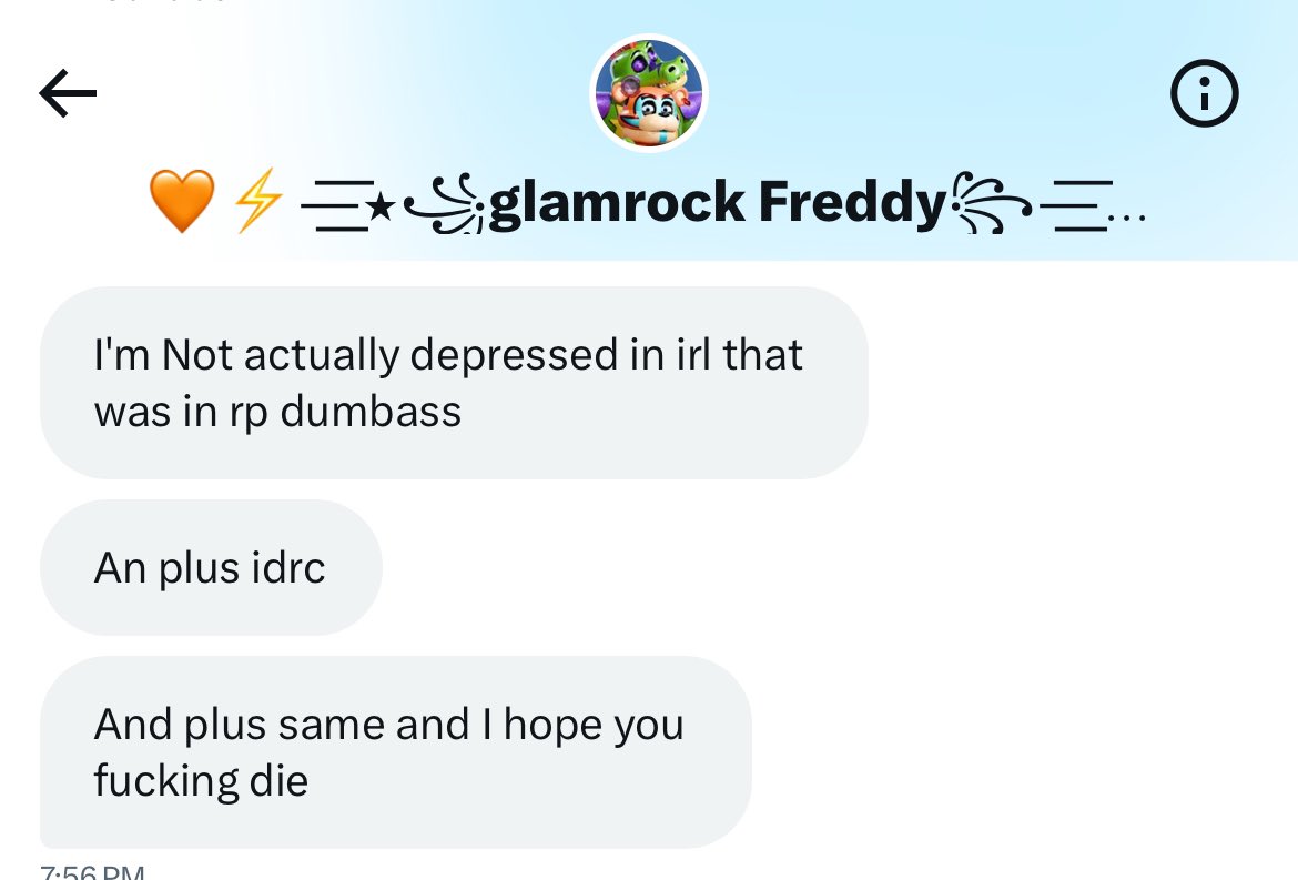Sky_6669's tweet photo. You guys know what to do!  
Block and report! This dude is not what we need in the twitter Fnaf community! My friend did nothing wrong and he said this shit to her. https://t.co/si8HmQVWnv
