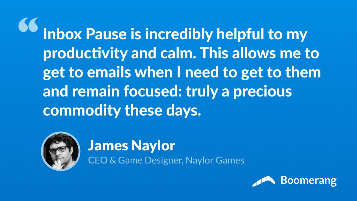 None of us can do our best work when it feels like we're putting out fires all day. By using Inbox Pause to dedicate specific time to handle email, you can reclaim your focus and be more productive — simultaneously reducing stress. 

Try it free today at inboxpause.com