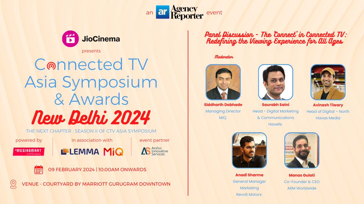 Avinash Tiwary, our Head of Digital – North #HavasMediaIndia, to join a stellar panel discussing  potential of #SportsMarketing across CTV at the @agency_reporter #ConnectedTV Asia Symposium & Awards tomorrow.

@Havas @HavasMediaGroup 

@mohitjo @uday_mohan @IamCRK