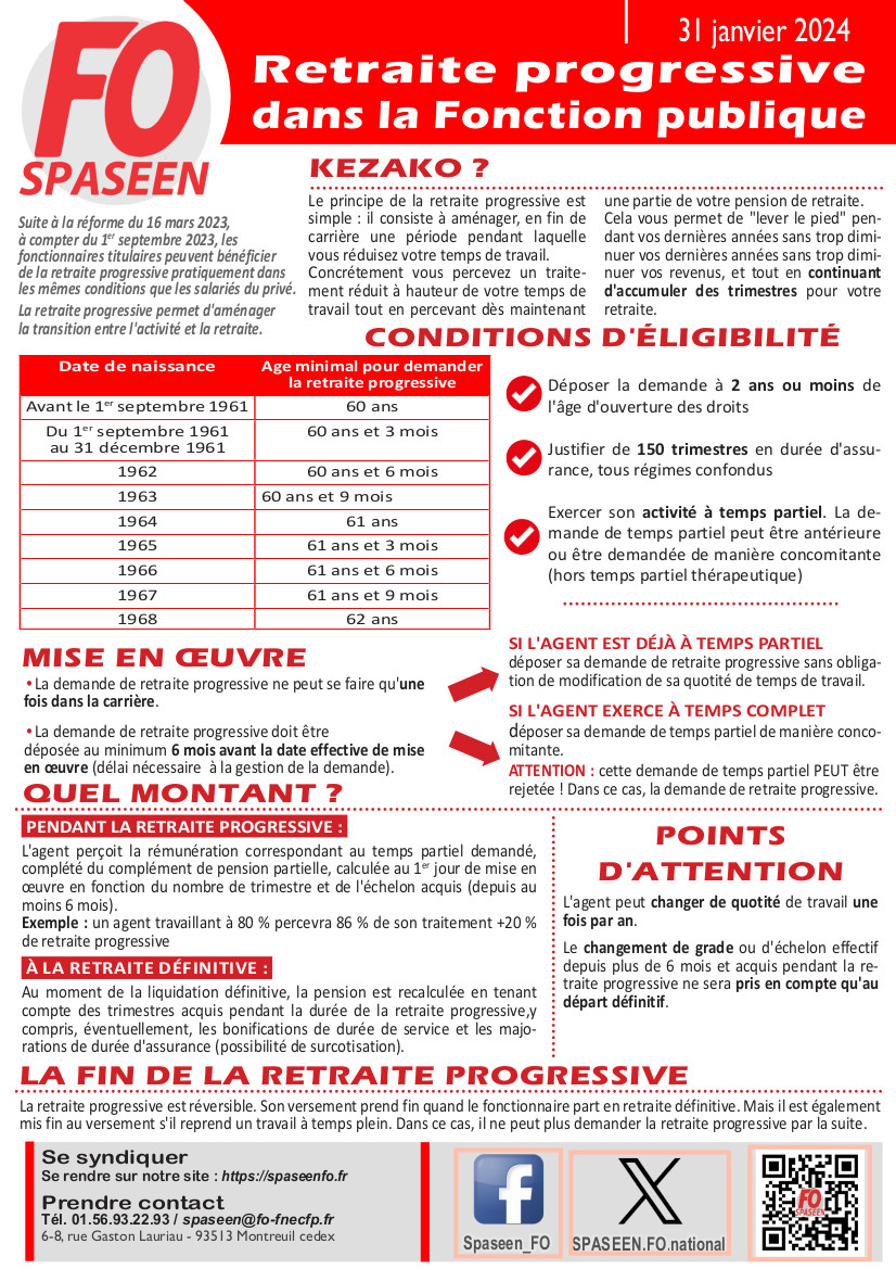 Retraite progressive dans la Fonction Publique
