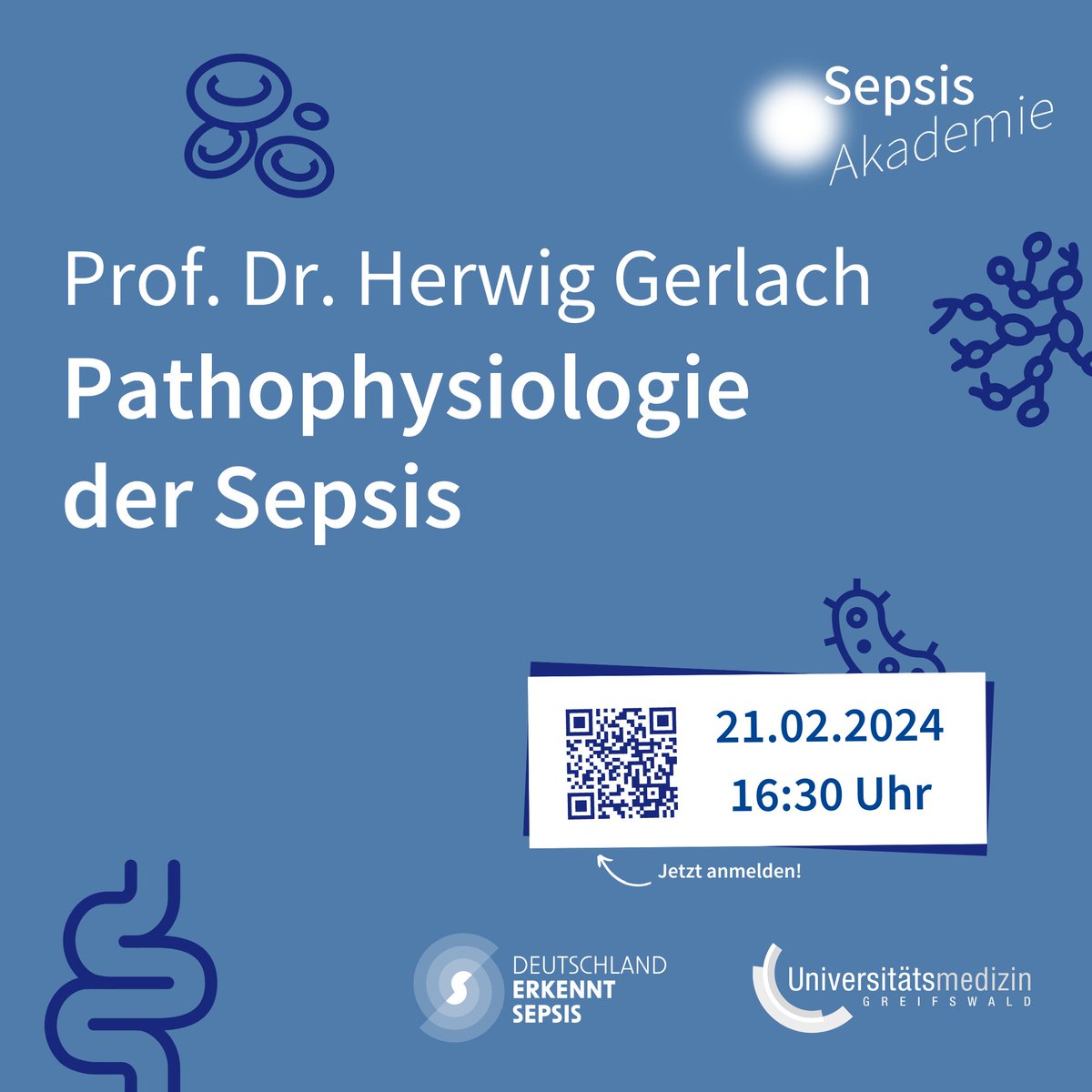 ⚡ Prof. Dr. Herwig Gerlach – Pathophysiologie der Sepsis 📅 Am 21. Februar um 16:30 Uhr findet die nächste SepsisAkademie statt. 🔗Zur Anmeldung: sepsisakademie.de/sa02-24