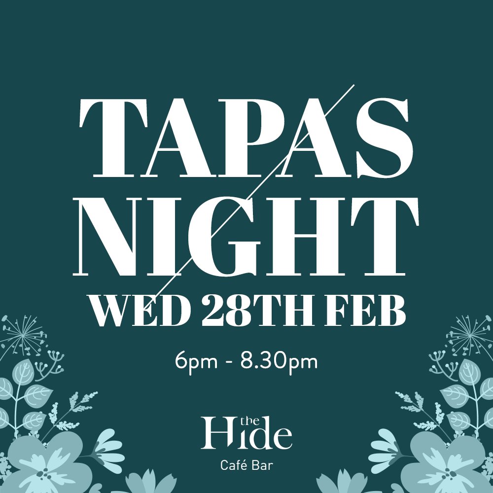 Tapas Night at the Hide? Sign us up... Feb 28th, 6.00pm-8:30pm. Think cosy vibes, laughter, and a parade of delectable tapas that'll make your evening one to remember ;o)

Limited spots available, give the bar a call or pop in to book 01525 837007.

£10pp deposit will be required