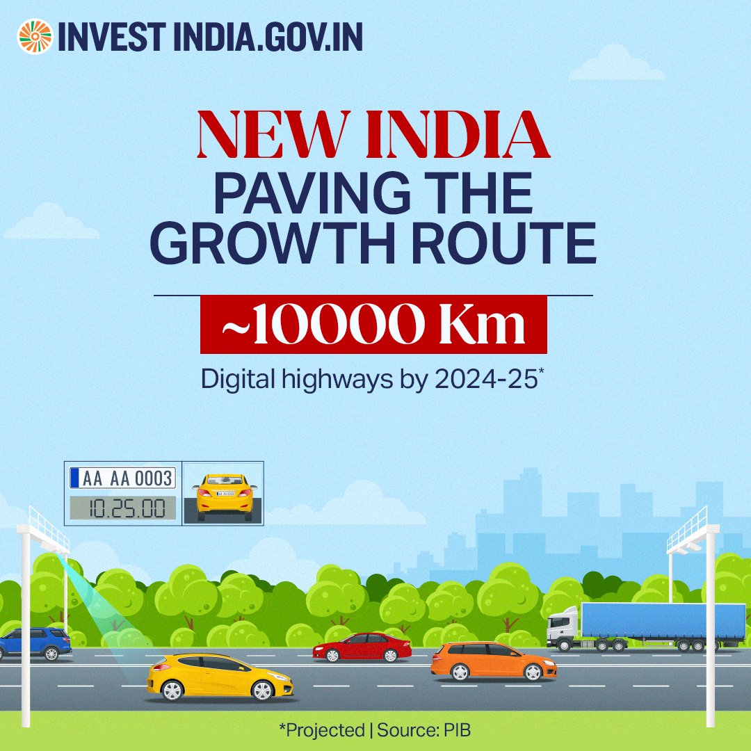 investindia's tweet photo. #Digitalhighways involves utility corridors integration along #nationalhighways for #OFC infrastructure, bridging remote connectivity gaps and expediting the adoption of advanced telecom technologies such as #5G and #6G.
Know more at https://t.co/8G77CNCzev
#InvestInIndia https://t.co/J8fTypTiY4