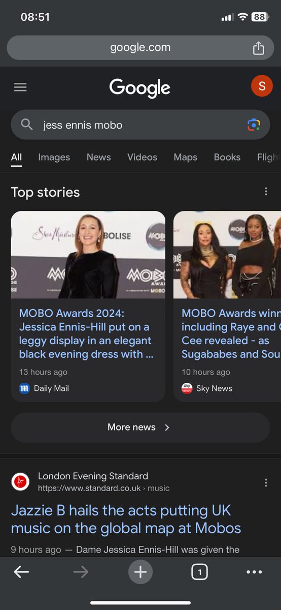 Saw Jess Ennis-Hill appeared to pick up an award at the MOBOs. First return on google chrome was about her legs 🤦. #sexism #patriarchy