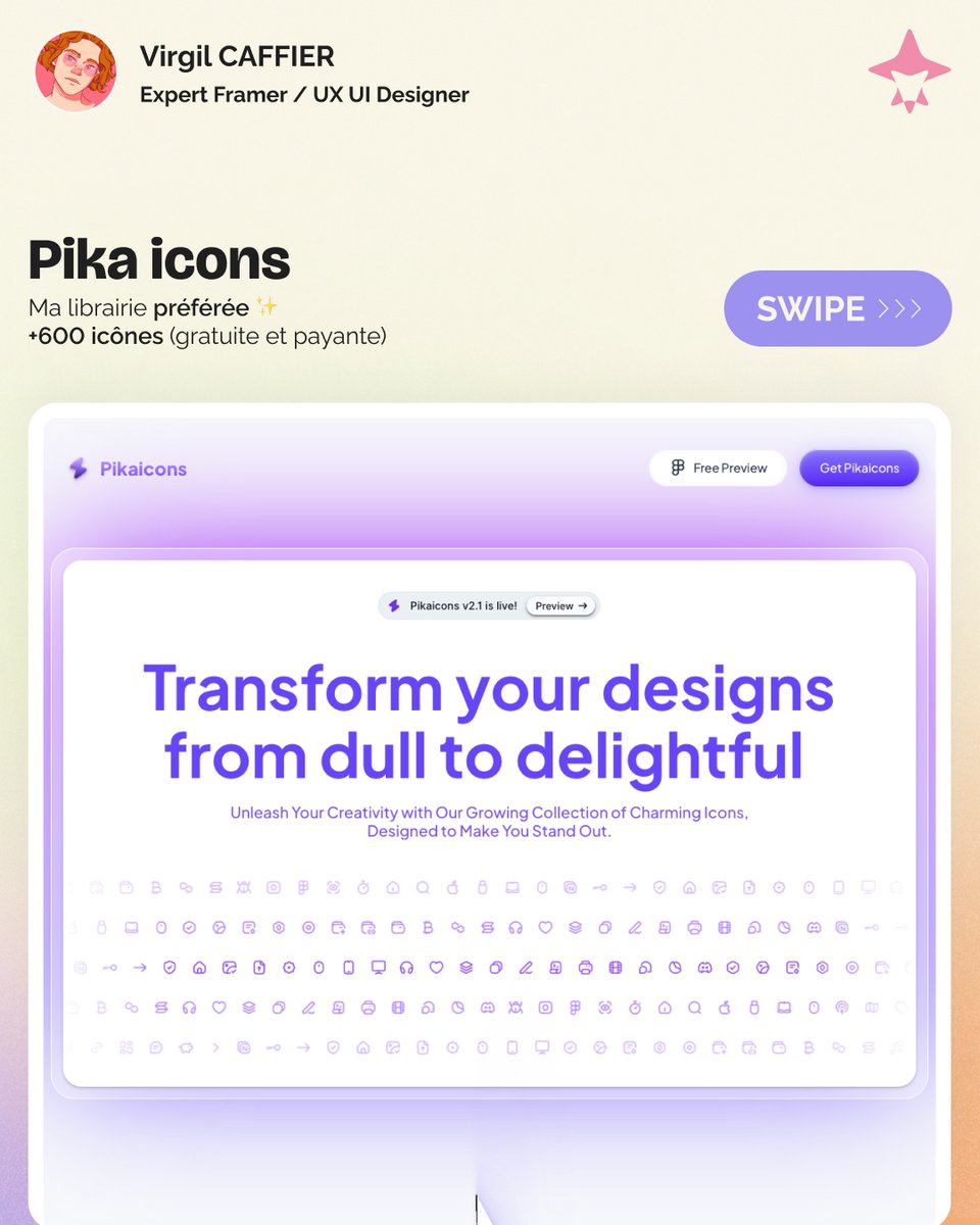 5️⃣ Pika icons : Ma librairie préférée ✨ +600 icônes (gratuite et payante)