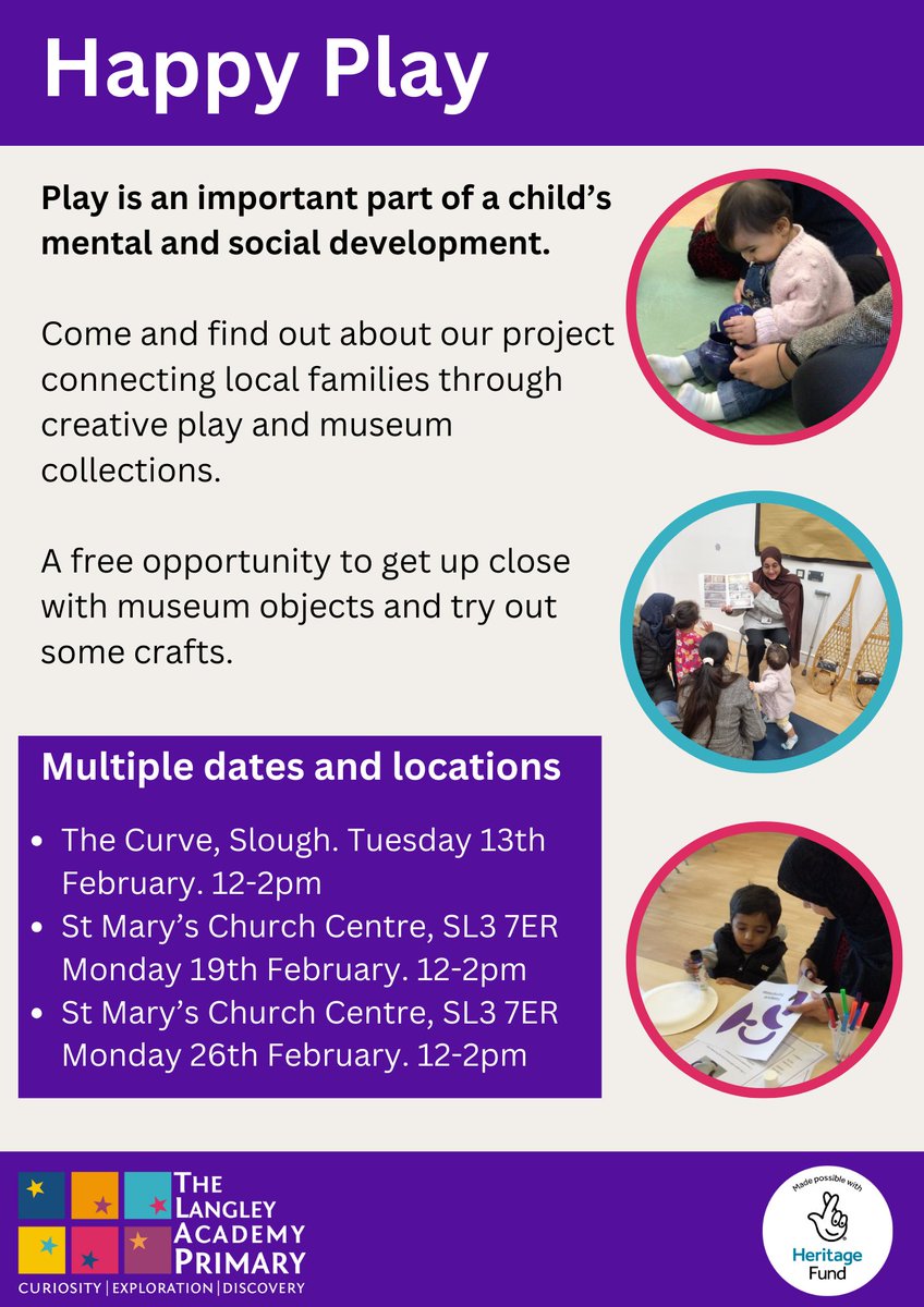 MuseumLearning's tweet photo. We are excited to share 'Happy Play' with the local community. 

Come find out how we used creative play and museum objects to spark curiosity in young learners.

Thanks to National Lottery Players. @HeritageFundUK

#family #fun #community #heritage #crafts #play #event #under5s https://t.co/fsAVftbq7g