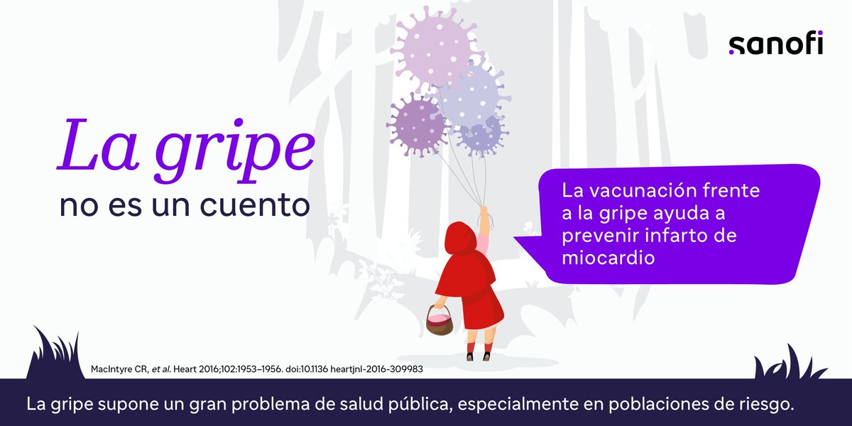 ❌ No, la relación entre la #gripe y los problemas #cardiovasculares #NoEsUnCuento...

👉🏼 De hecho, el principal problema es el aumento del riesgo de #infarto o #ictus.

¿La mejor herramienta para prevenirlo? 💉 Exacto, la vacuna.

#SanofiEsVacunas #LasVacunasFuncionan