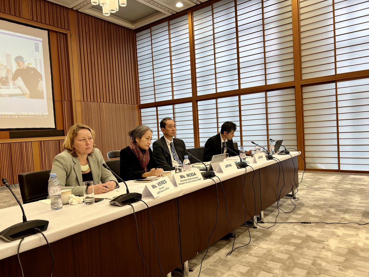 Glad to join #japanPM in Geneva and our UNDP CB Director @shokonoda and @agiveres to discuss how to accelerate and better leverage  #HDPnexus in forced displacement settings. Thank you to all member states for the lively and substantive discussions
