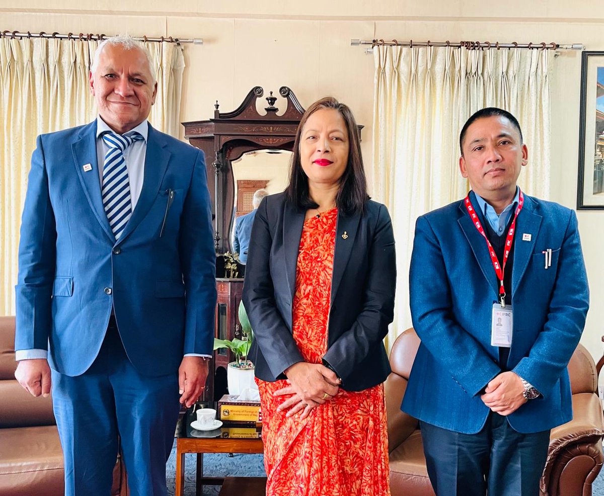 Today, IFRC HoD Azmat Ulla met Secretary of Foreign Affairs Ms Sewa Lamsal and had discussed about the works of #IFRC, its membership and #NRCS. Secretary Lamsal appreciated the works done by IFRC in #Nepal.