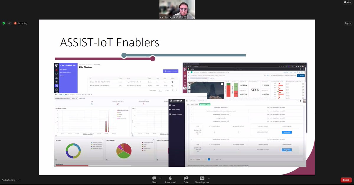AssistIot's tweet image. #LearnaboutASSISTIoT:  Alejandro Fornés Leal from  @UPV presented earlier today the ASSIST-IoT concept and outcomes during the &quot;Next-generation IoT insights&quot; #webinar by @EU_CloudEdgeIoT and @hipeac.
@CORDIS_EU @EU_Growth