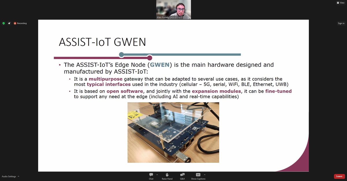 AssistIot's tweet image. #LearnaboutASSISTIoT:  Alejandro Fornés Leal from  @UPV presented earlier today the ASSIST-IoT concept and outcomes during the &quot;Next-generation IoT insights&quot; #webinar by @EU_CloudEdgeIoT and @hipeac.
@CORDIS_EU @EU_Growth