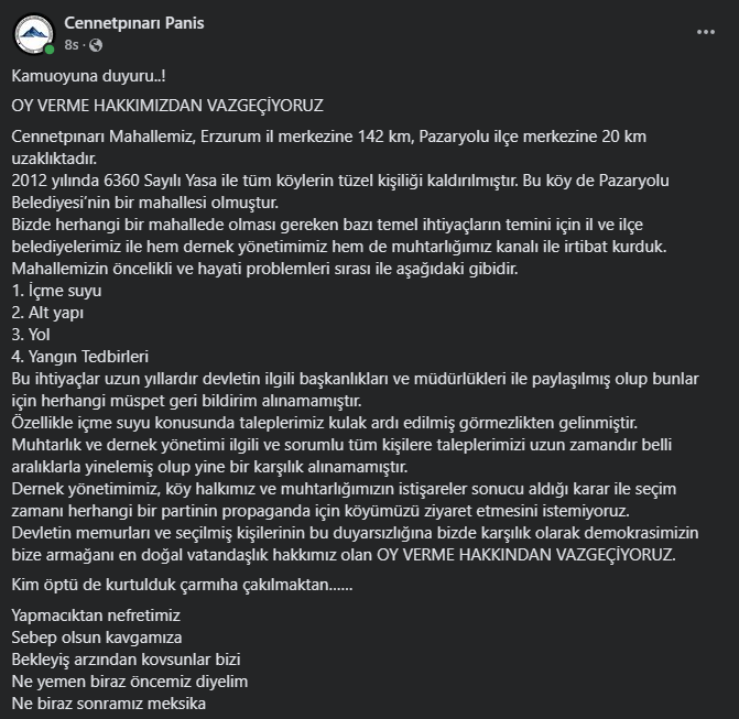 cemalnemic's tweet photo. Cennetpınarı Köyü olarak yerel seçimlerde sandık kapatıyoruz !!! https://t.co/VJxD91Rii5