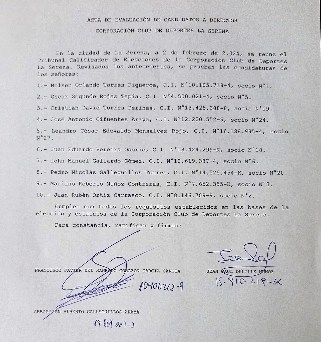 Siempre_CDLS's tweet photo. Amigos, el Tricel tomó conocimiento y ha validado la postulación de los candidatos mencionados en el documento oficial, para la próximas elecciones al directorio de la Corporación CDLS 2024. https://t.co/IWAmv3mIEj