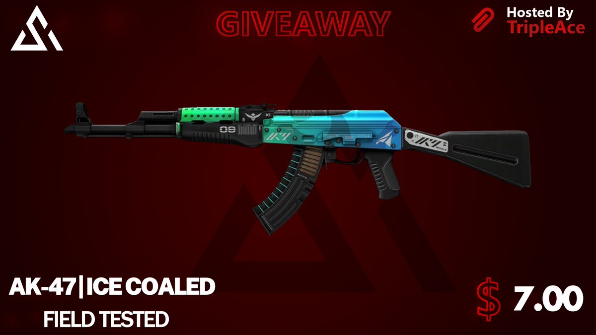 TripleAceYT's tweet photo. 🥶 GIVEAWAY FOR AK-47 | ICE COALED 🥶

- Follow me @TripleAceYT
- retweet
- Tag a friend 

  Roll in 3 days. 
#freeskins #csgskinsgiveaway #csgoskinsfree #giveaway #airdrop #csgocases #csgocase #csgoesport #skins #csgoskins #CS2 #CS2Giveaway #CS2Giveaways https://t.co/baNDUOS7W4