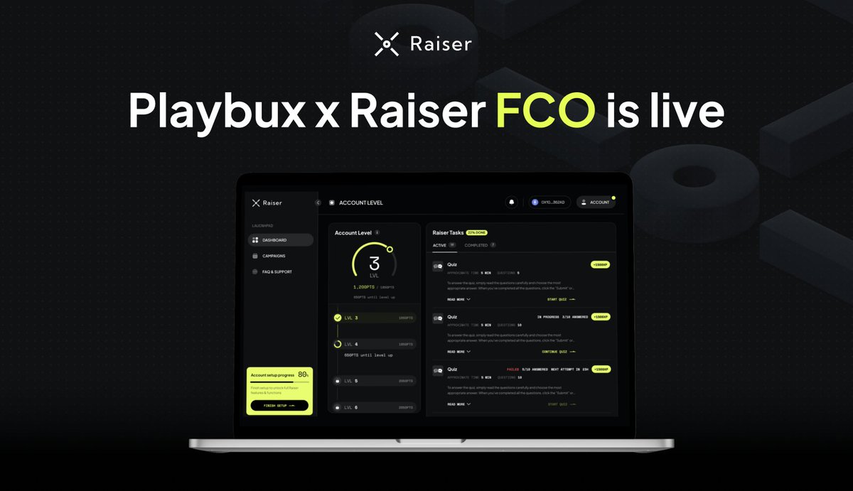 kornelijalaura's tweet photo. 📢 @playbuxco x @raiser_co FCO is LIVE 📢
Here's how to get allocation in the top Web3 entertainment project. 🔽
https://t.co/wjOqbgXJGT
#Playbux #RaiserFCO
🧵 https://t.co/cz6VIxExCw