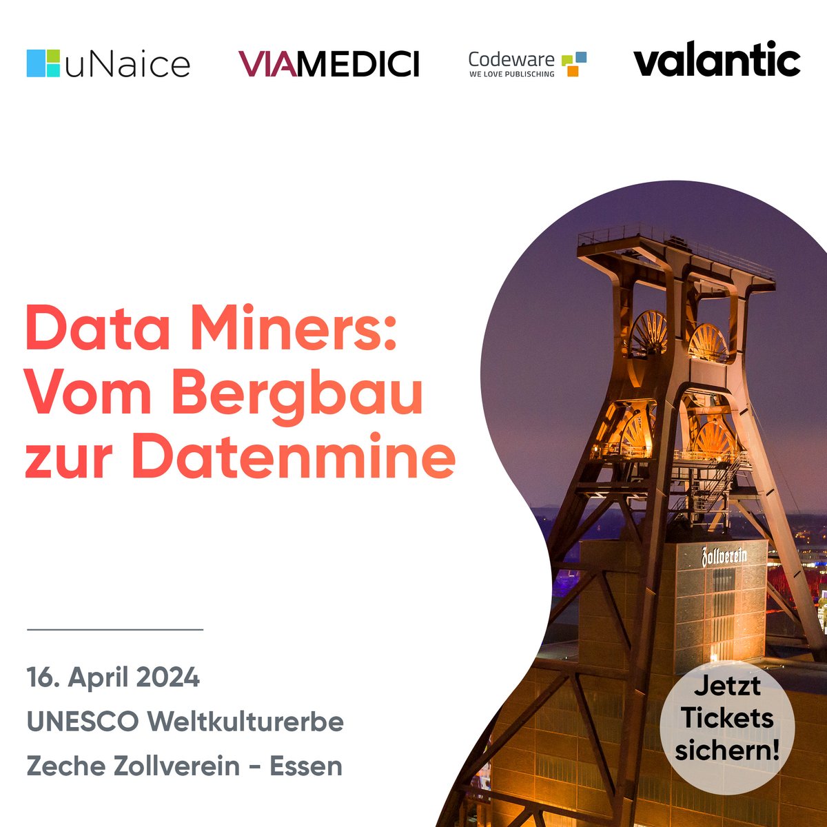 "𝗗𝗮𝘁𝗮 𝗠𝗶𝗻𝗲𝗿𝘀: 𝗩𝗼𝗺 𝗕𝗲𝗿𝗴𝗯𝗮𝘂 𝘇𝘂𝗿 𝗗𝗮𝘁𝗲𝗻𝗺𝗶𝗻𝗲" ⛏️📷 📷 📅 𝗗𝗮𝘁𝘂𝗺: 𝟭𝟲. 𝗔𝗽𝗿𝗶𝗹 𝟮𝟬𝟮𝟰
📍 𝗢𝗿𝘁: 𝗨𝗡𝗘𝗦𝗖𝗢 𝗪𝗲𝗹𝘁𝗸𝘂𝗹𝘁𝘂𝗿𝗲𝗿𝗯𝗲 𝗭𝗲𝗰𝗵𝗲 𝗭𝗼𝗹𝗹𝘃𝗲𝗿𝗲𝗶𝗻
🕙 𝗕𝗲𝗴𝗶𝗻𝗻: 𝟭𝟬 𝗨𝗵𝗿
#pimberater #mdm #valantic #valanticworld