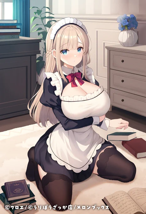 メイド服でお片付け中のお嬢様 
