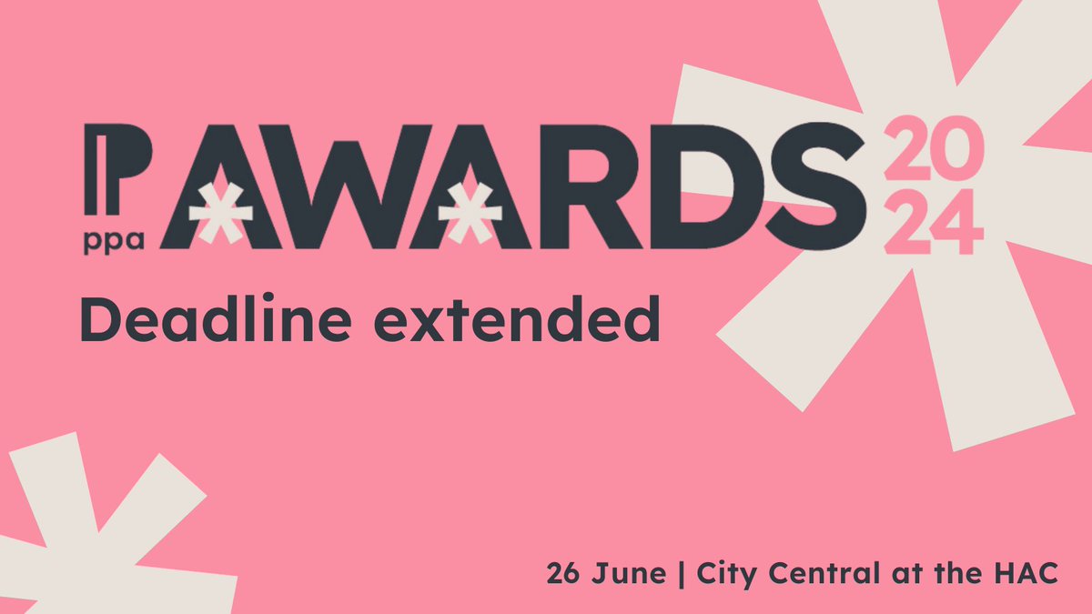 The PPA Awards entry deadline has been extended to Wednesday 21 February With 27 categories to enter, there's something for every business and job function. Enter now: ppaawards.co.uk/2024/en/page/h… #PPAAwards