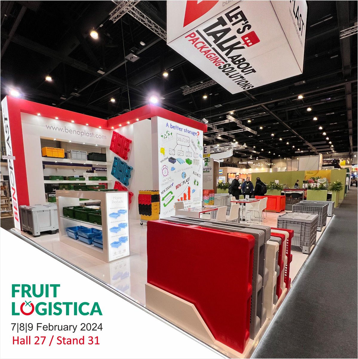 #fruitlogistica2024 With the motto of customer satisfaction we always target sustainability, on time production along with economic solutions. Let’s talk about packaging solutions on hall 27 Stand 31, drop by to Benoplast for more.

#builttolast 
#Benoplast