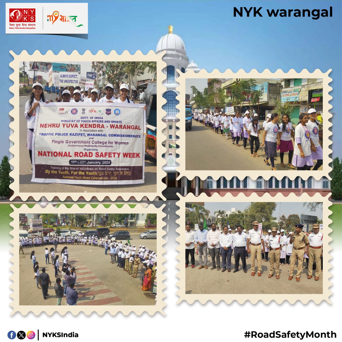 Stepping up for safer roads! 

NYK Warangal organised a vibrant Flash Mob and awareness Rally to promote Road Safety in Khazhipet Urban Area!

#RoadSafetyMonth🚦🚗#RoadSafetyAwareness #Telangana