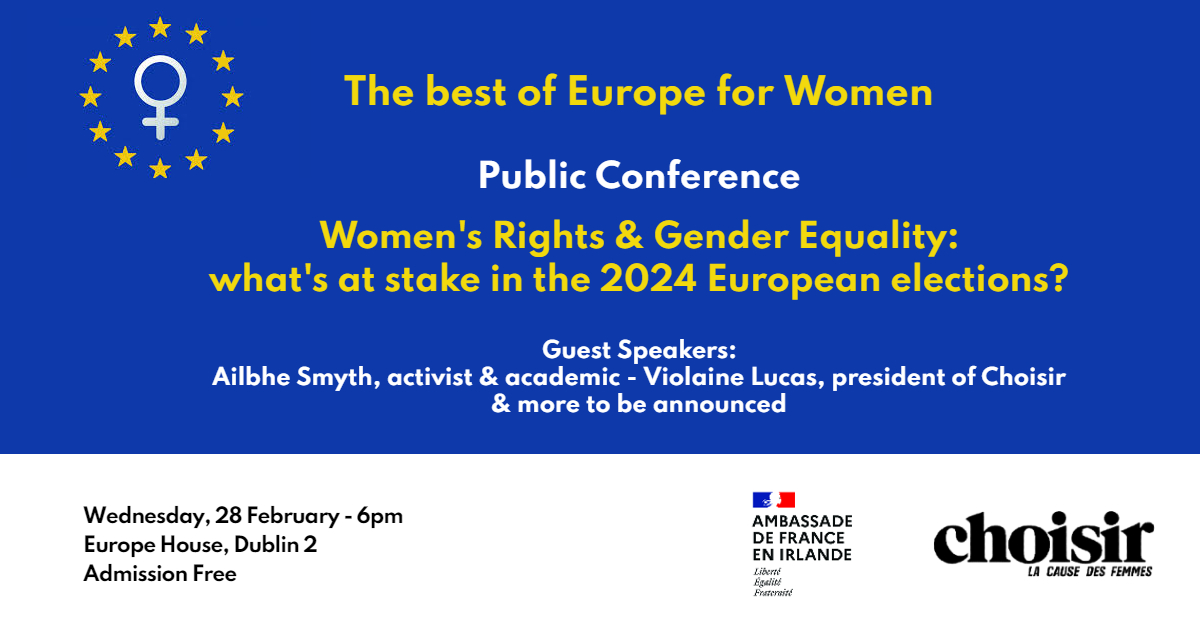 To understand the challenges of the upcoming 🇪🇺elections 2024 for #WomensRights &amp; #genderequality, joins us on Wed 28 February, 6pm at Europe House for a vibrant discussion with 🇫🇷and 🇮🇪 activists Violaine Lucas and Ailbhe Smyth
 #europeanelection 
Free👉rb.gy/e0z8da
