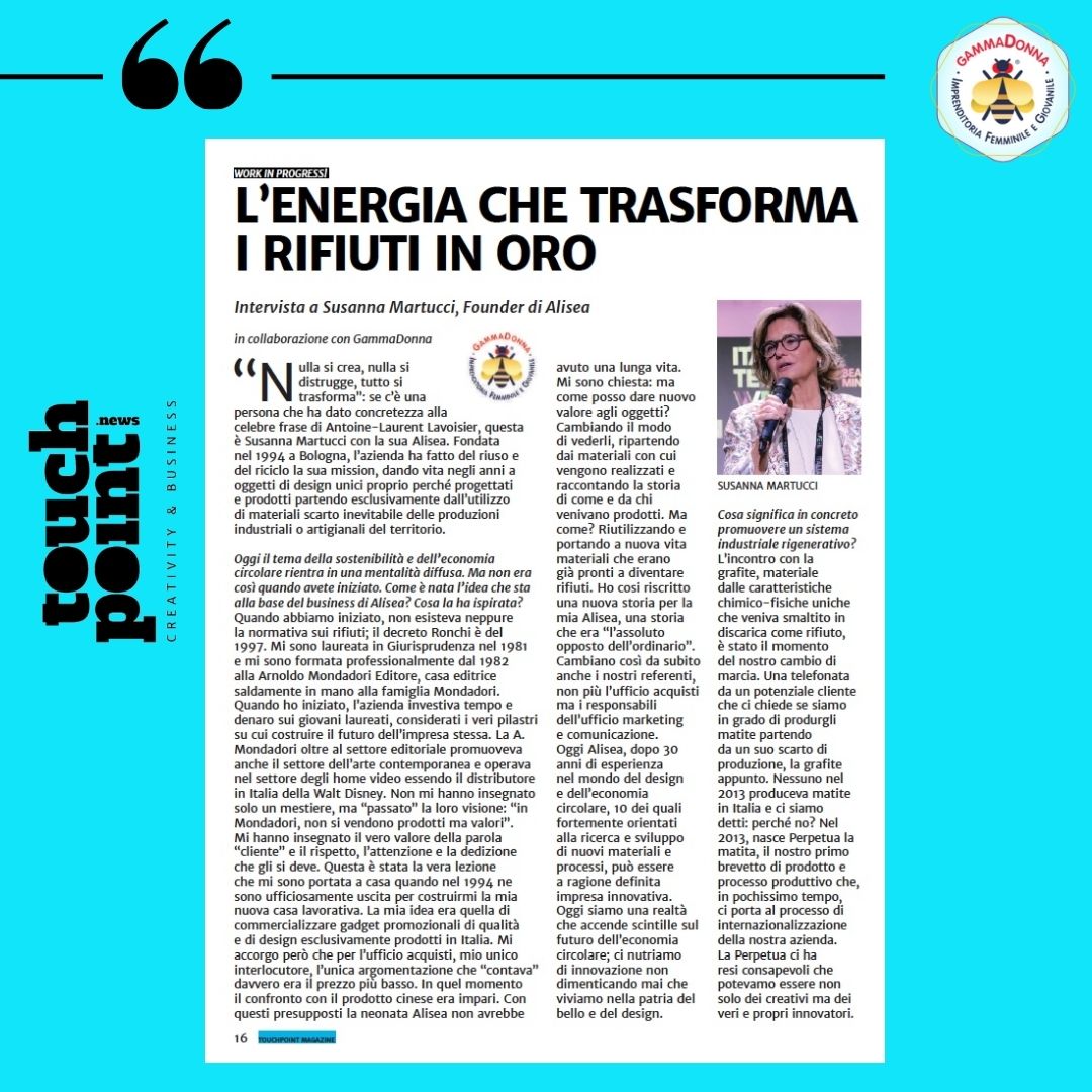 GammaDonna_'s tweet photo. Quando bisogna abbattere i prezzi senza diminuire la #qualità, bisogna ripensare il prodotto. #Alisea, di @MartucciSusanna è ripartita dagli scarti industriali.
Ne abbiamo parlato su @touchpointnews, leggi l’articolo qui sotto 👇
#imprenditoriafemminile #innovazione #impresa https://t.co/O37QFMkDwj