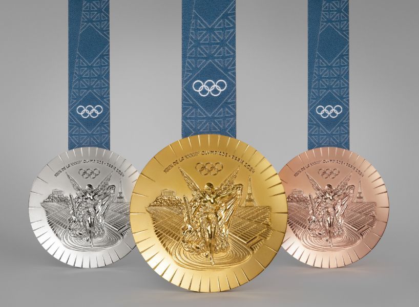 designboom's tweet photo. LVMH’s (@LVMH) @Chaumet unveils the medal designs for @Paris2024 olympic and paralympic games https://t.co/KWWVHXumDc https://t.co/PV3FzLkGMN