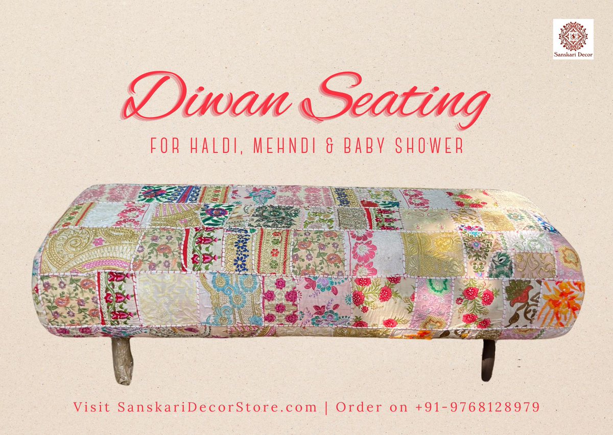 Buy Traditional Diwan Seating Sofa with beautiful traditional patchwork seat cover for #Haldi, #Mehndi, #Wedding, #BabyShower etc.

More details on this product available on our Store:  sanskaridecorstore.com/product/495847…

Follow @SanskariDecor

#SanskariDecor #Weddings #weddinginspiration